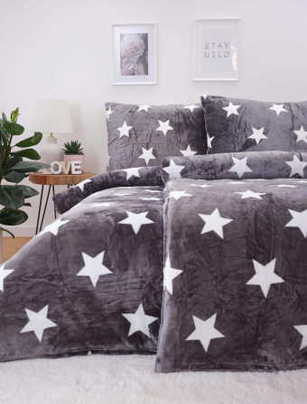 Predĺžené obliečky mikroplyš Exclusive – Stars grey