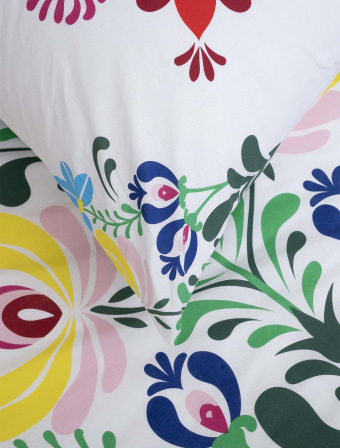 Bavlnená obliečka na vankúš Renforcé 70 × 90 cm – Folklór biele